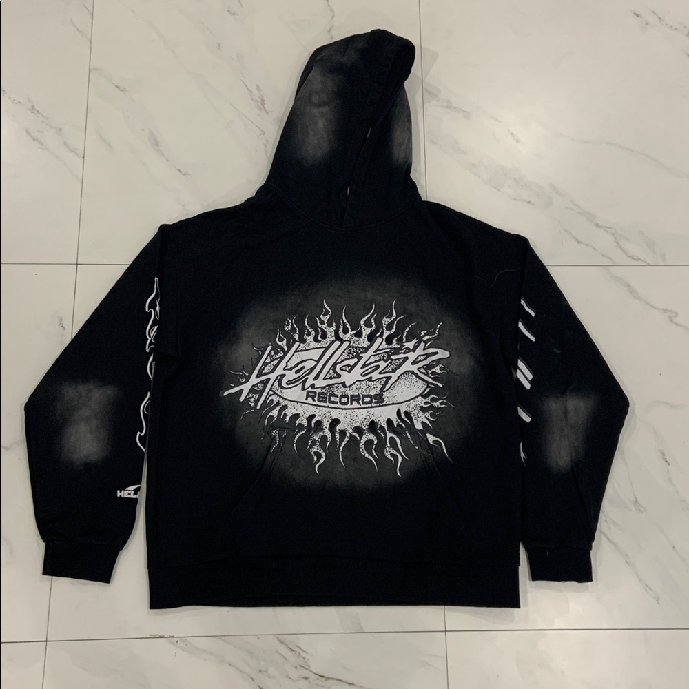 Hellstar Records Classic Logo Black / White Pullover Hoodie Mens Large